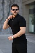 Erkek Viskon Kumaş Polo Yaka Desenli Tişört resmi